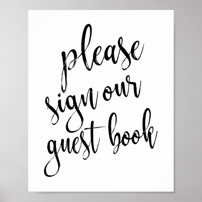 Wedding Guest Book Black and White 8x10 Sign Poster (Vorne)