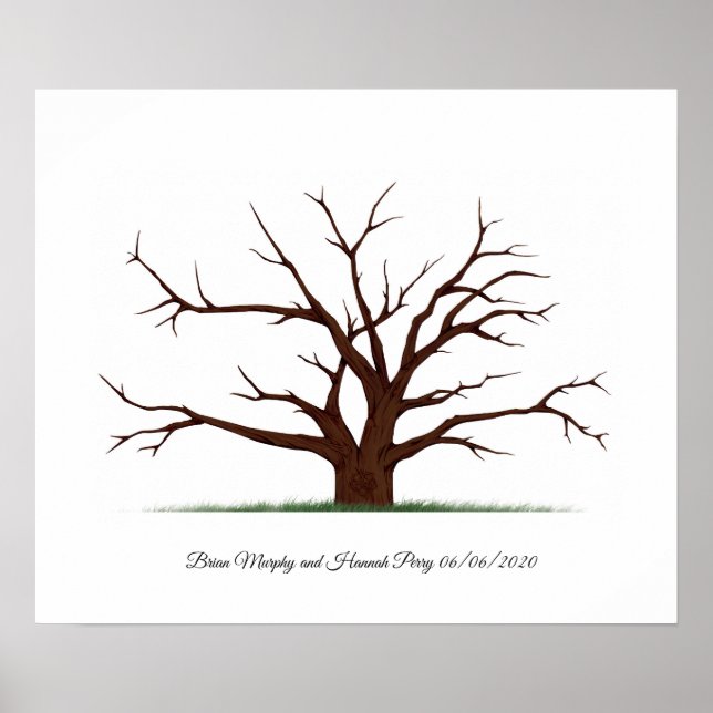 Wedding Guest Book Brown Fingerprint Tree Poster (Vorne)