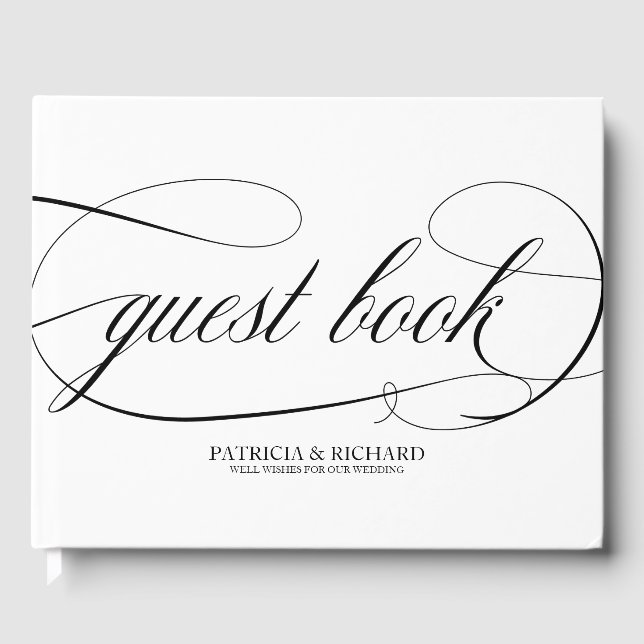 Wedding Guest Book Chic Black Script Gästebuch (Vorderseite)