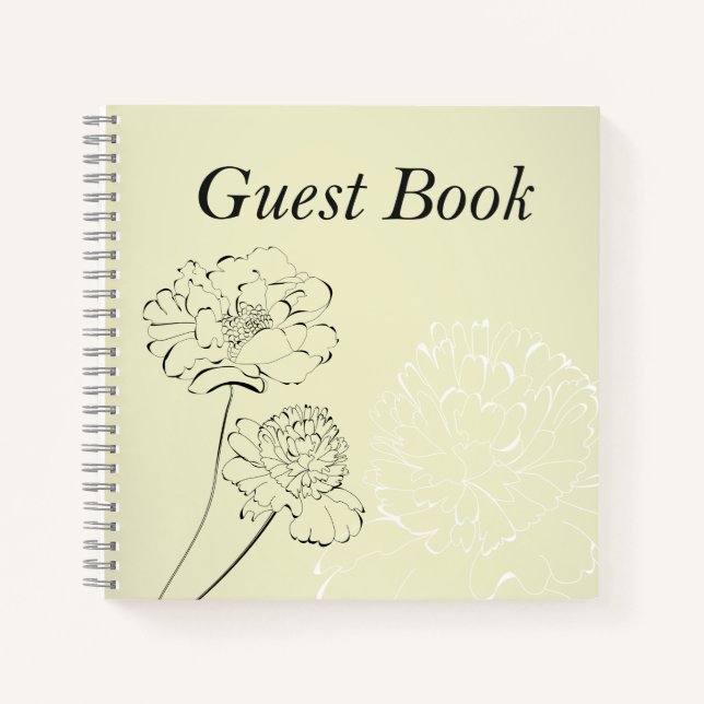 Wedding Guest Book - Creme Blumendesign Notizbuch (Vorderseite)