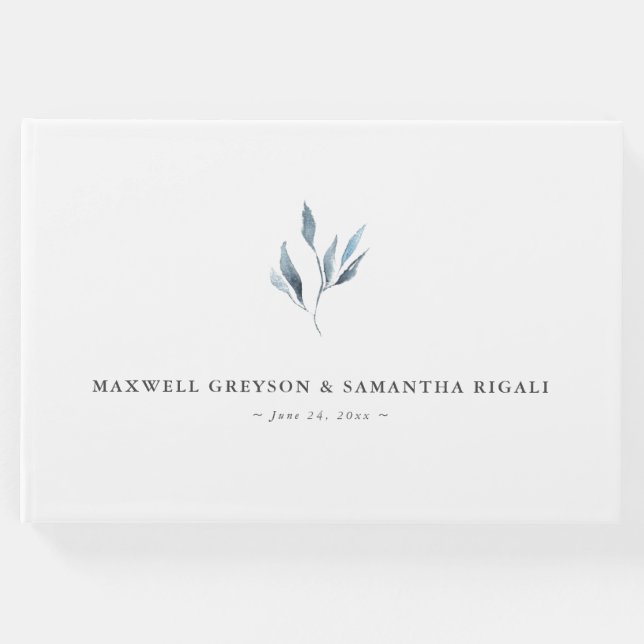 Wedding Guest Book Dusty Blue Botanicals Gästebuch (Vorderseite)