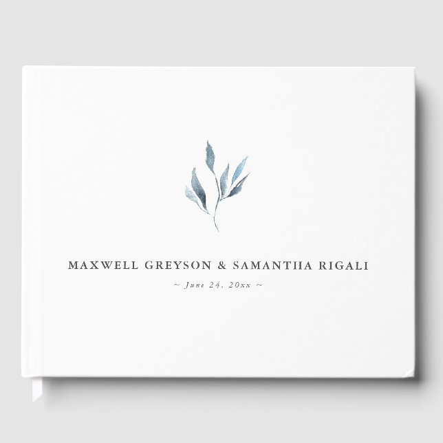 Wedding Guest Book Dusty Blue Botanicals Gästebuch (Vorderseite)
