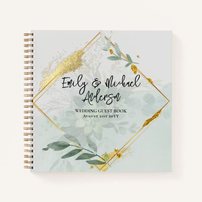 Wedding Guest Book - Eukalyptus Botanical Gold Notizbuch (Vorderseite)