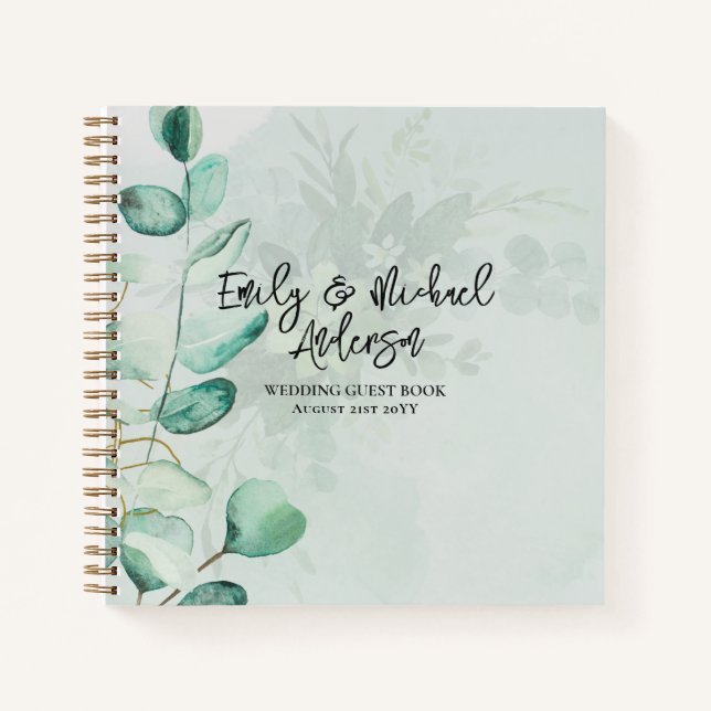 Wedding Guest Book - Grüne Botanisches Gold Notizbuch (Vorderseite)
