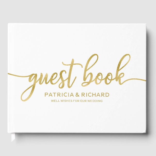 Wedding Guest Book Imitats Foil Gold Chic Calligra Gästebuch (Vorderseite)
