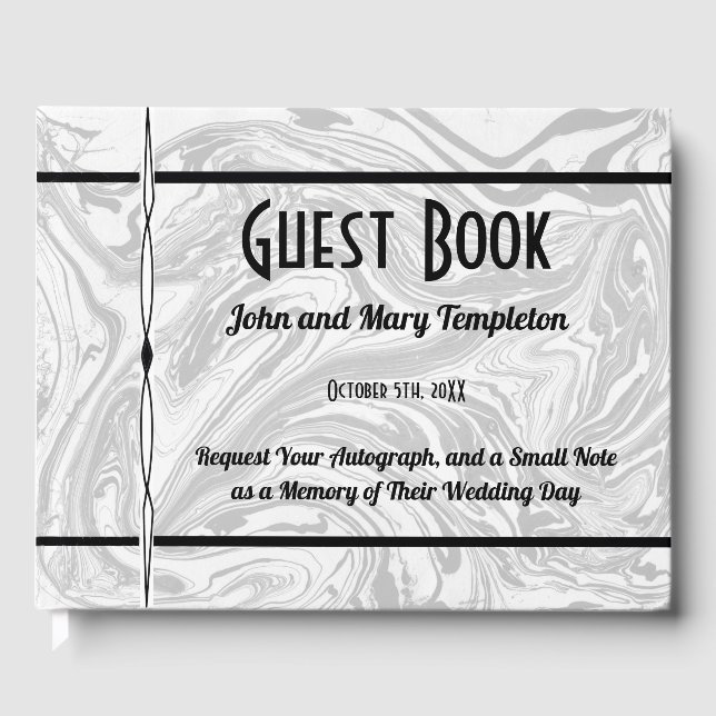 Wedding Guest Book Marble Black & White Gästebuch (Vorderseite)