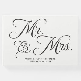 Wedding Guest Book, Mr & Mrs., schwarz und weiß Gästebuch