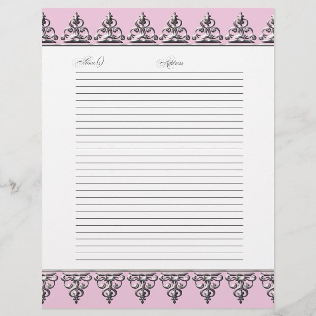 Wedding Guest Book Pages Classic Baroque Swirl Flyer (Vorne)
