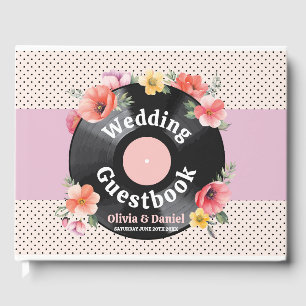 Wedding Guest Book Record Music Florals 1950er Gästebuch