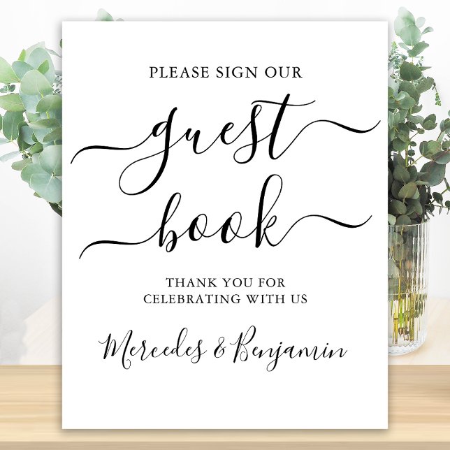Wedding Guest Book Sign Modern Calligraphy Poster (Von Creator hochgeladen)