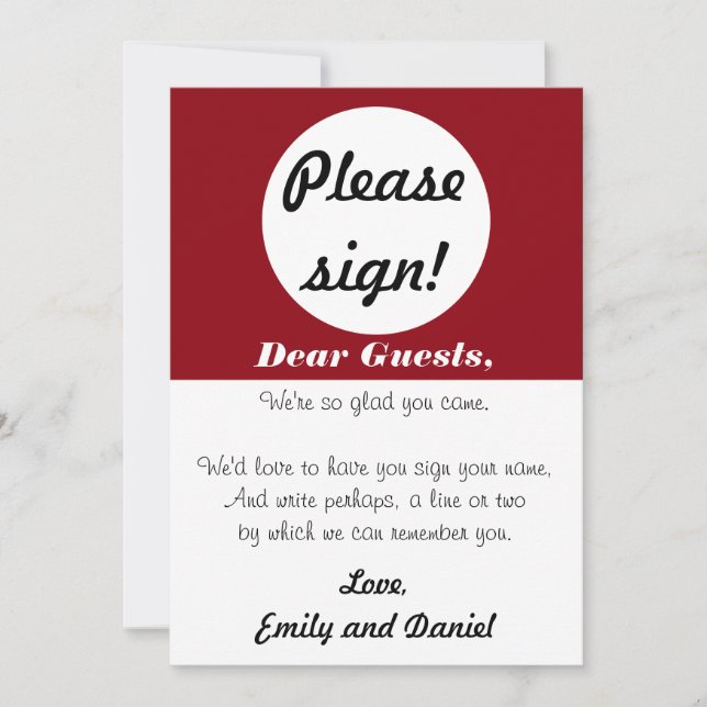 Wedding Guest Book Sign Red White Polka Dots (Vorderseite)