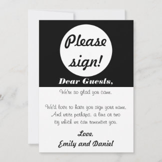 Wedding Guest Book Sign Schwarz-weiß Polka Dots