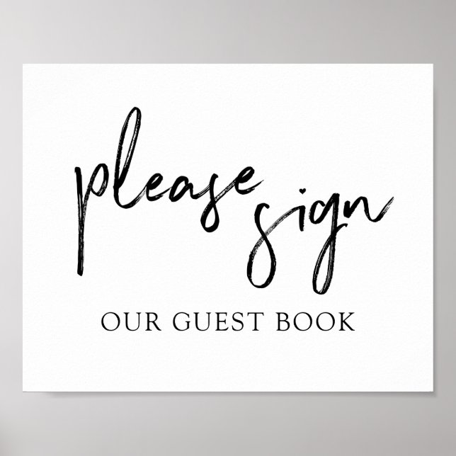 Wedding Guest Book Sign Typografy | Schwarz Poster (Vorne)