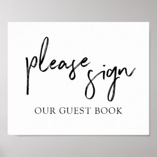 Wedding Guest Book Sign Typografy Schwarz Poster