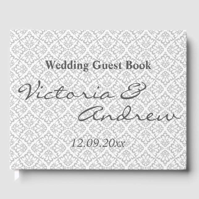 Wedding Guest Book - White & Gray Gästebuch (Vorderseite)