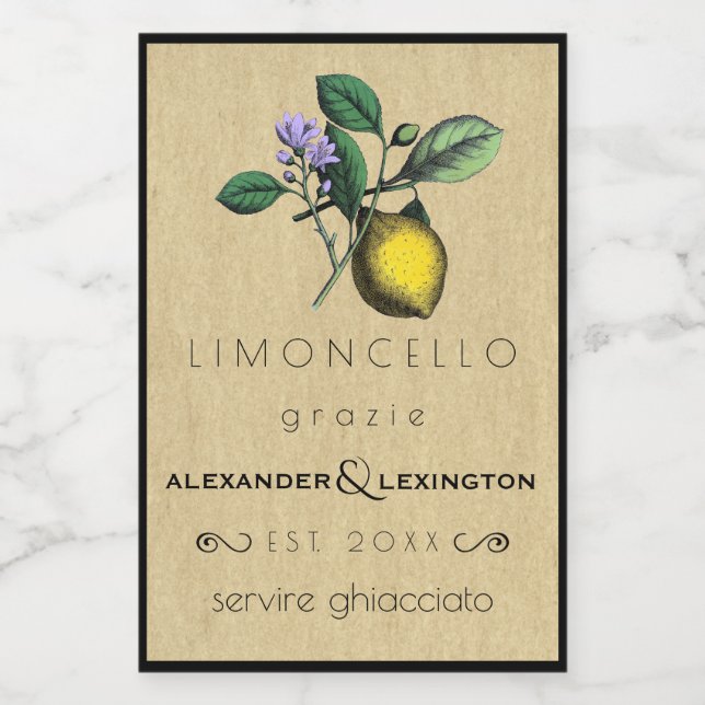 Wedding Guest Favor Limoncello DIY Lebensmitteletikett (Einzelnes Label)