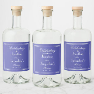 Wedding Guest Gift Script Elegant Beautiful Blue Alkoholflaschenetikett