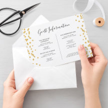Wedding Guest Info Gold Glitzer Confetti einfügen