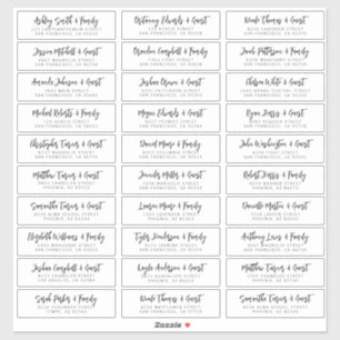 Wedding Guest Names Anschrift Simple Modern Chic Aufkleber