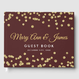 Wedding Guestbook Gold Glitzer Confetti Marsala Gästebuch