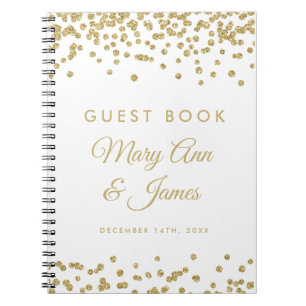Wedding Guestbook Gold Imitate Glitzer Confetti Wh Notizblock