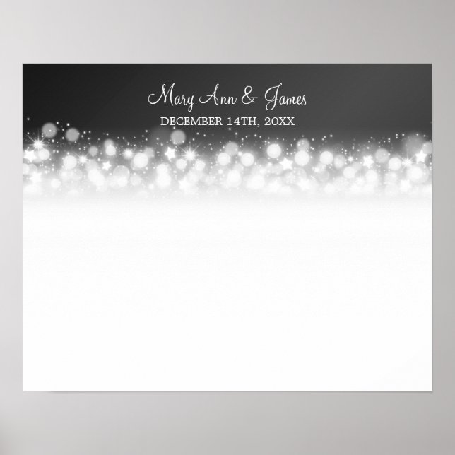 Wedding Guestbook Magic Sparkle Black Poster (Vorne)
