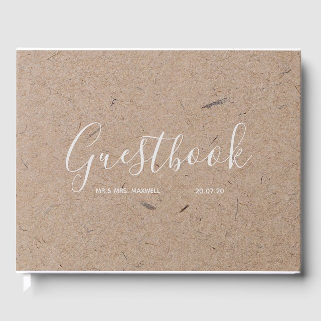 Wedding Guestbook | Rustic Kraft Paper Chic Gästebuch (Vorderseite)