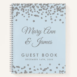 Wedding Guestbook Silver Glitzer Confetti Ice Blue Notizbuch