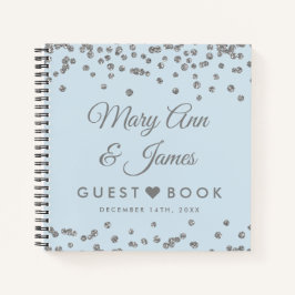 Wedding Guestbook Silver Glitzer Confetti Ice Blue Notizbuch