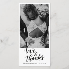 Wedding handgeschriebene Liebe und Paar-Foto des Dankeskarte