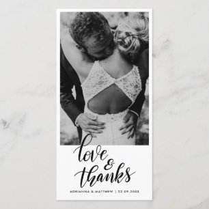 Wedding handgeschriebene Liebe und Paar-Foto des Dankeskarte