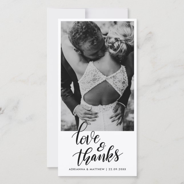 Wedding handgeschriebene Liebe und Paar-Foto des Dankeskarte (Vorderseite)