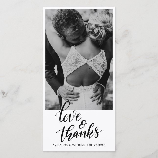 Wedding handgeschriebene Liebe und Paar-Foto des Dankeskarte (Vorderseite)