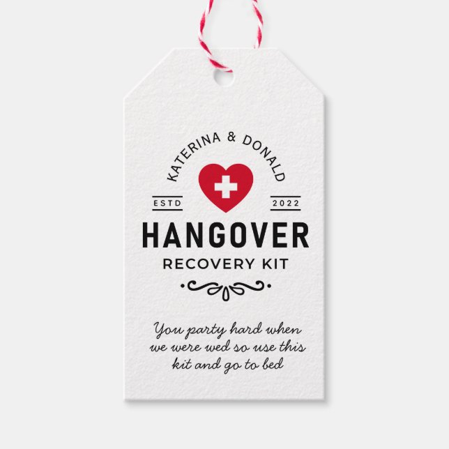 Wedding Hangover Erholung Kit Geschenkanhänger (Vorderseite)