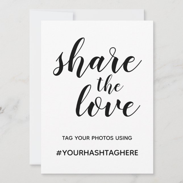 Wedding Hashtag Sign Einladung (Vorderseite)