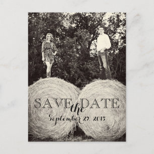 Wedding Hay Bales Foto SAVE THE DATE Postkarte