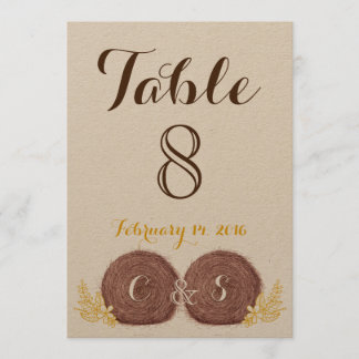 Wedding Hay Bales TISCHNUMMER CARD