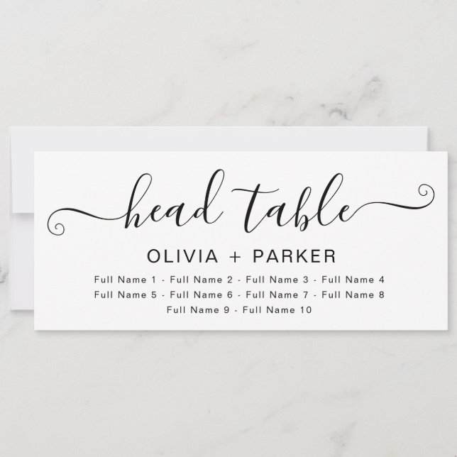 Wedding Head Table Seating Card – Modern Script Einladung (Vorderseite)