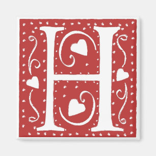 Wedding Heart Letter H Magnet