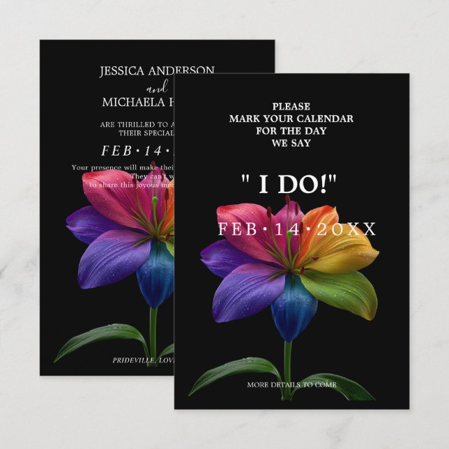 🌈 Wedding Hearts in Bloom Save The Date (Vorne/Hinten)