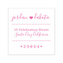 Wedding Hearts Individuellen Namens Skript-Rücksen Permastempel