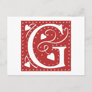 Wedding Hearts Letter G Postkarte