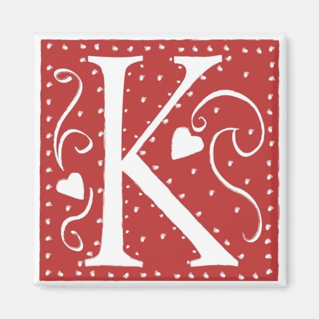 Wedding Hearts Letter K Magnet (Vorne)