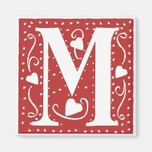 Wedding Hearts Letter M Magnet