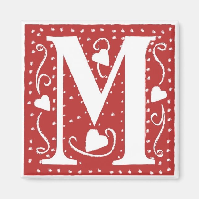 Wedding Hearts Letter M Magnet (Vorne)