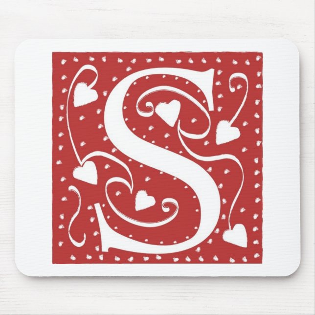 Wedding Hearts Letter S Mousepad (Vorne)