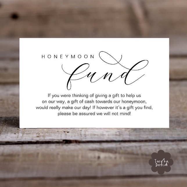Wedding Honeymoon Fund, A Note on Gifts Begleitkarte (Wedding Honeymoon Fund, A Note on Gifts, Wish, Cash, Modern Minimal Enclosure Card in Black White)
