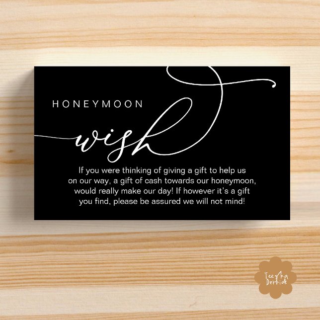 Wedding Honeymoon Wish, Wishing Well Gifts in Cash Begleitkarte (Wedding Honeymoon Fund, Wishing Well Wish, Gifts in Cash Enclosure Card in Black White)