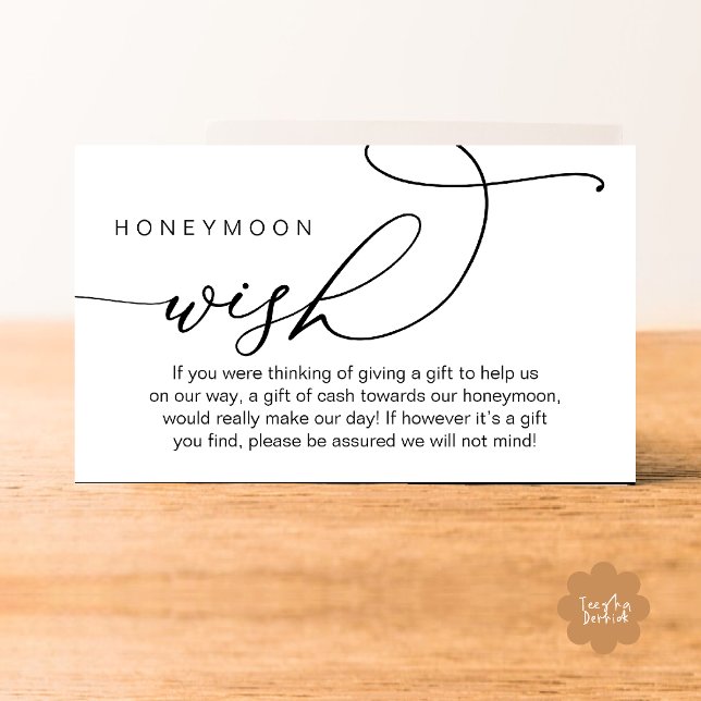 Wedding Honeymoon Wish, Wishing Well Gifts in Cash Begleitkarte (Wedding Honeymoon Fund, Wishing Well Wish, Gifts in Cash Enclosure Card in Black and White)