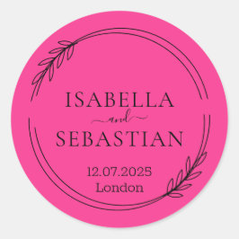 Wedding Hot Pink Fuchsia Color Runder Aufkleber